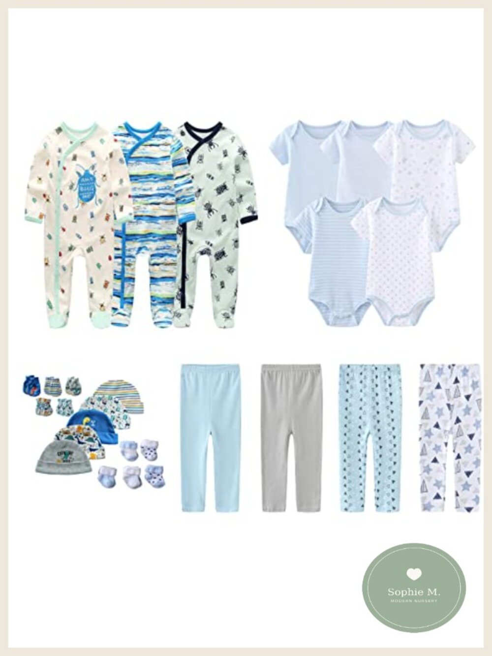 27PC Cotton Baby Girl Layette Set Bodysuits Pants Mittens Hats Socks 0-12M
